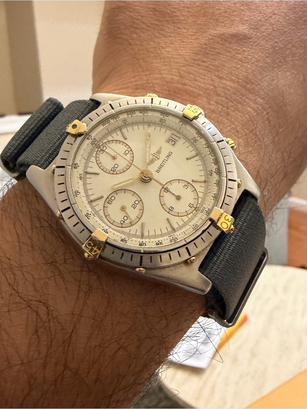Breitling Chronomat Gold Steel 1990 Vintage Automatic Watch B13047 81950 40mm